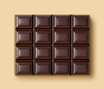 Two dark chocolate bars are stacked neatly on a light, smooth surface. The rich, glossy texture of the chocolate highlights its quality and appeal. Perfect for indulgence.