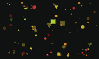 Abstract geometric shapes floating in dark space background illustration design