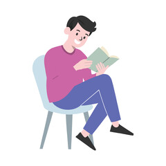 Reading Alone Vector Illustration Which can easily edit or modify