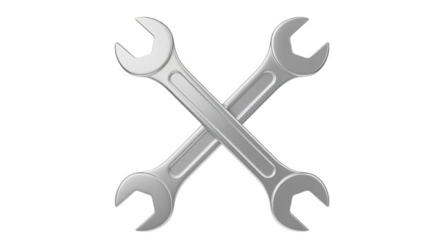 Professional crossed wrenches symbol for repair, maintenance, or service - ideal for logos, branding, and technical concepts