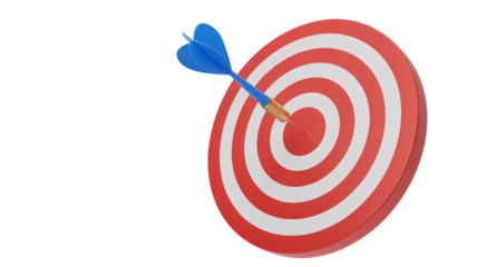 Dart hitting bullseye representing success, achievement, and goals, perfect for business, marketing, and strategic planning