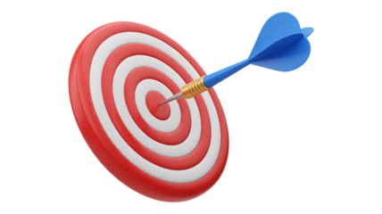 Dart hitting the bullseye, representing success, achievement, and business goals with precision and focus for strategic planning