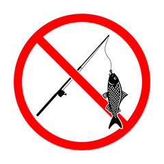 sign prohibiting fishing without background.