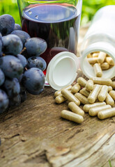 Resveratrol supplements and homeopathy. Selective focus.