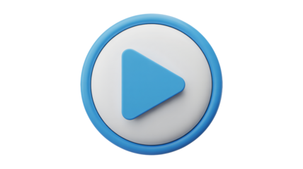 Modern blue and white play button icon, perfect for video streaming, tutorials, and website design, ready to engage viewers