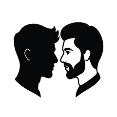 silhouette of two men’s faces 