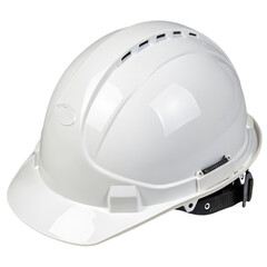 Fototapeta premium White hard hat safety helmet isolated on transparent background