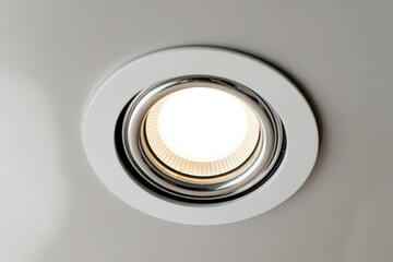 LED downlight or ceiling light Installed on a gray ceiling close up.