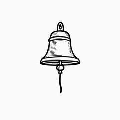 Hand-drawn bell illustration with a simple design on white background  