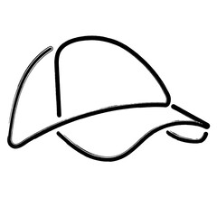 cap icon, brush strokes, vector illustration on white background.
