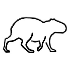 capibara icon, brush strokes, vector illustration on white background.