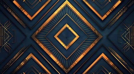 A striking geometric pattern featuring diamonds in gold and dark blue, creating a modern and elegant visual aesthetic.