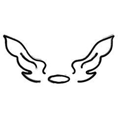 angel wings icon, brush strokes, vector illustration on white background.