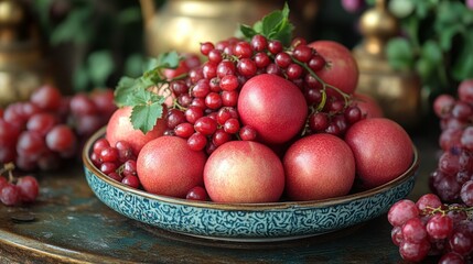 Still Life Photography of Red Apples and Pomegranate