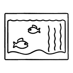 aquarium icon, brush strokes, vector illustration on white background.