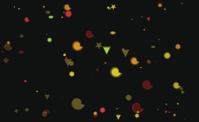 Abstract Geometric Shapes on Dark Background with Circles Triangles and Stars