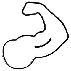 biceps icon, brush strokes, vector illustration on white background.