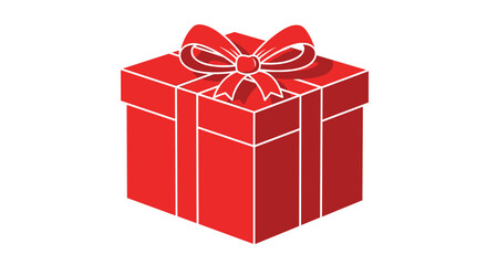Obraz premium Vibrant red gift box with bow offers cheerful holiday vibes for marketing, seasonal promotions, or heartfelt celebrations of giving and receiving joy