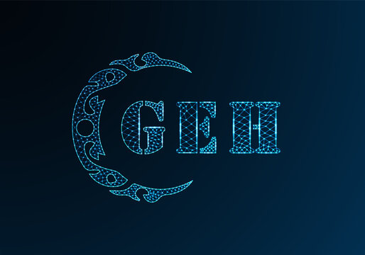 Low poly letter logo GEH design. GEH letter logo low poly vector design on blue color gradient background. GEH logo low poly design