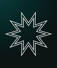 White geometric star shape with double line outline on dark gradient background representing islamic art minimal modern decoration abstract pattern and contemporary design concept with symmetry