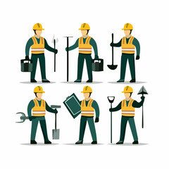 Stock image set of business people and worker icons including cartoon illustration vector silhouette avatar of men and woman in various profession and job roles for office and construction work team 