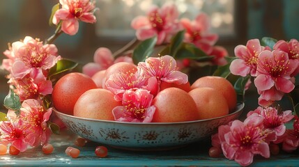 Juicy Apples with Water Droplets on Natural Wooden Dish