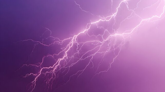 Bright lightning streaks across a gradient purple sky. - Powered by Adobe