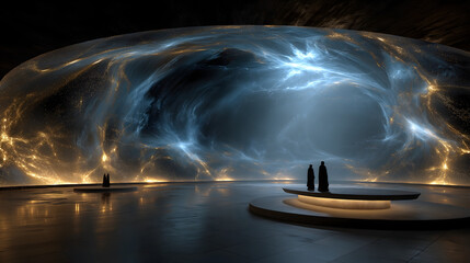 Sui-Tang Dynasties: Three Teachings Fusion - Confucianism: Ritual & Music Splendor: Qi of the Mingtang, Golden Light Points, Blue Sound Waves, Rammed Earth Platform, Bronze Bells