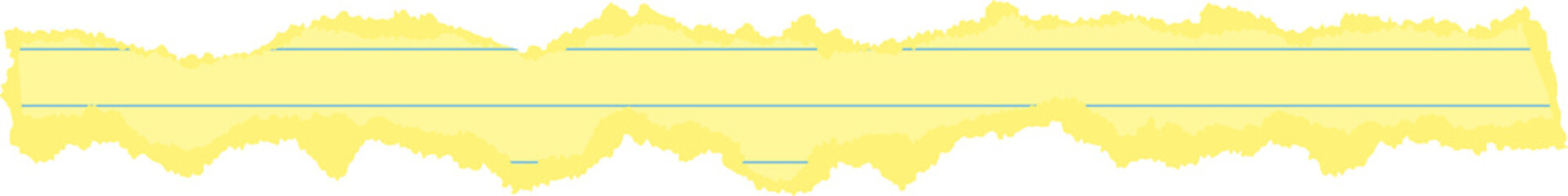 Yellow legal pad ripped paper for office and business memos. Textured notebook piece of striped sheets with torn edge. Collage element with strokes for banner design and scrapbooking.