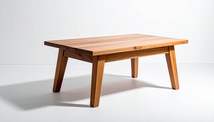 Minimalist Wooden Table with Round Vase on White Background – Elegant Furniture Design with Natural Grain and Clean Aesthetic