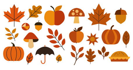autumn symbols design elements set