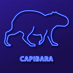 capibara neon sign, modern glowing banner design, colorful modern design trend on black background. Vector illustration.