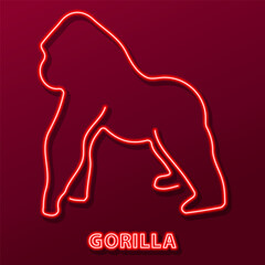 gorilla neon sign, colorful modern design trends on black background. Vector illustration.