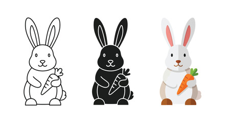 Fototapeta premium Cute cartoon rabbit holding a carrot