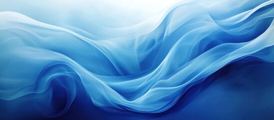 Fototapeta premium Abstract Flowing Blue Wave Design with Soft White Light