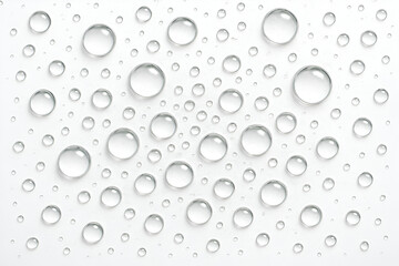Realistic clear water drops on a white surface abstract condensation background