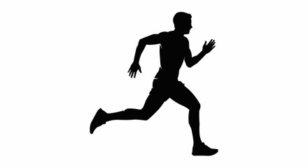 Dynamic silhouette illustration of a runner sprinting with speed and power