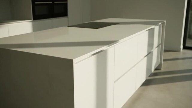 Modern Kitchen Interior Design: Minimalist Style with White Island and Sleek Appliances