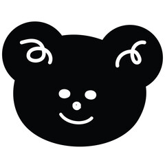Teddy bear face shape for greeting card, sketch, zoo, souvenir shop, animal, sticker, tattoo, shirt print, cartoon character, comic, mascot, standee, plush toy, doll