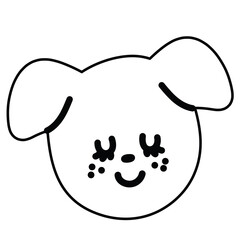 Outline of happy puppy wearing hat for kid colouring book, art, sketch, Christmas, new year, festive winter season, dog cartoon, pet shop, vet, adopt and rescue animal, foster home, stickers, tattoo