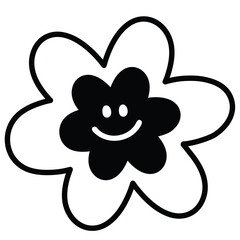 Happy flower outline for kid colouring book, environment, plants, tree, backyard, nature, garden, floral print, blossom, blooming, spring, summer, autumn, picnic, transparent background, cartoon