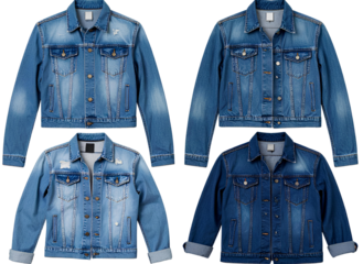Casual and Modern Denim Jacket Variety Set, isolated on transparent background