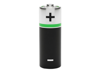 Single  battery with plus symbol isolated on transparent background