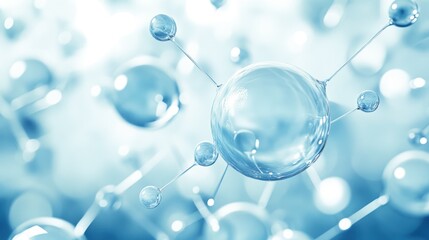 Blue water molecule science graphic used for medical, tech and healthcare concepts