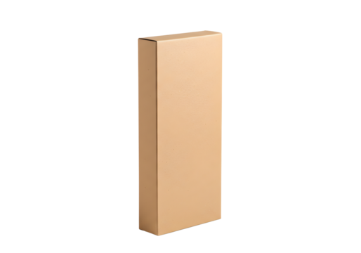 Tall narrow cardboard box isolated on transparent background