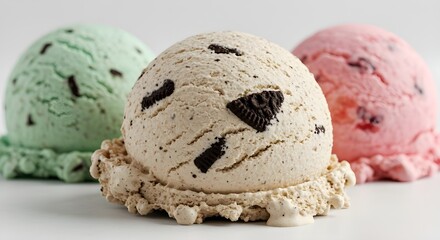 Delicious ice cream explosion, ice cream with nuts. Taste explosion