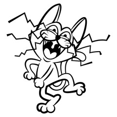 Obraz premium Playful cartoon of a dancing kitten with a cheerful expression. Great as a outline, logo, or coloring book for pet-related businesses or food brands
