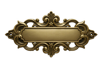 Ornate golden rectangular frame with decorative flourishes isolated on transparent background