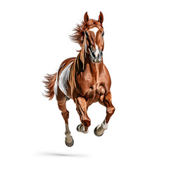 Obraz premium Stunning photograph of brown horse running gracefully, showcasing its strength and beauty in motion. horse mane flows elegantly as it gallops