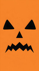 Halloween Jack O Lantern Face with Orange Background